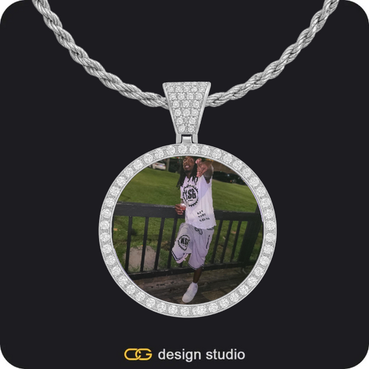 Custom Photo Pendant - Silver / Circle (3 cm) / Rope