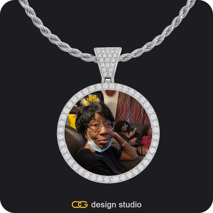 Custom Photo Pendant - Silver / Circle (3 cm) / Rope,The Essential Name Necklace