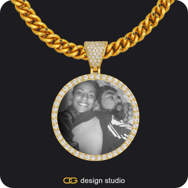 Custom Photo Pendant - Gold / Circle (3 cm) / Cuban (5mm)