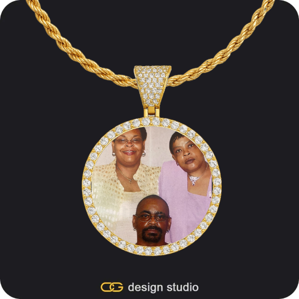 Custom Photo Pendant - Gold / Circle (3 cm) / Rope