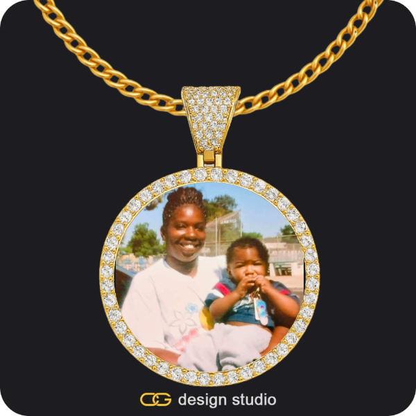 Custom Photo Pendant - Gold / Circle (4 cm) / Cuban (3mm)