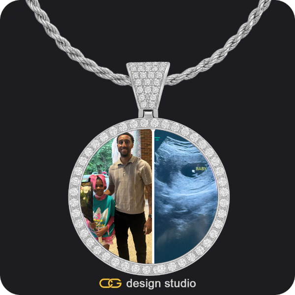 Custom Photo Pendant - Silver / Circle (4 cm) / Rope