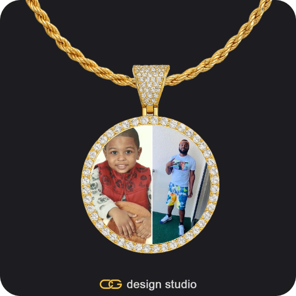 Custom Photo Pendant - Gold / Circle (3 cm) / Rope