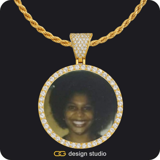 Custom Photo Pendant - Gold / Circle (4 cm) / Rope