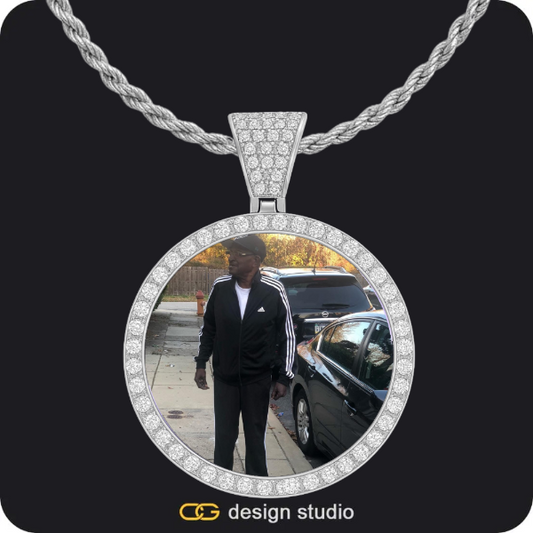 Custom Photo Pendant - Silver / Circle (4 cm) / Rope