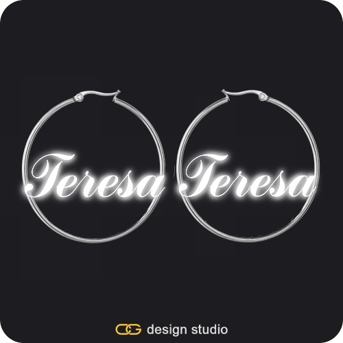 The Essential Name Necklace: Looped,Item Personalization,Block Letter - W,Custom Charm-Top Photo Pendant,The Essential Hoop Name Earrings: Sparkling