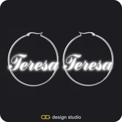 The Essential Name Necklace: Looped,Item Personalization,Block Letter - W,Custom Charm-Top Photo Pendant,The Essential Hoop Name Earrings: Sparkling