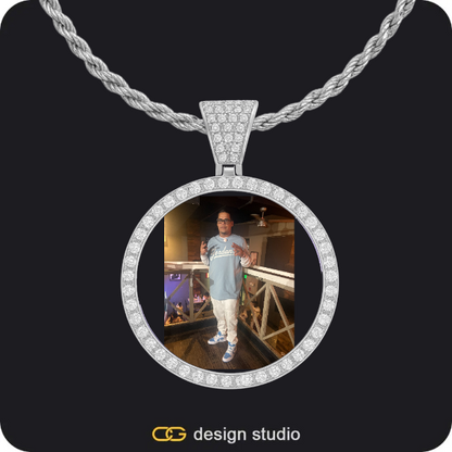 Custom Photo Pendant - Silver / Circle (3 cm) / Rope,Custom Photo Pendant - Silver / Circle (3 cm) / Rope