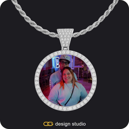 Custom Photo Pendant - Silver / Circle (3 cm) / Rope,Custom Photo Pendant - Silver / Circle (3 cm) / Rope