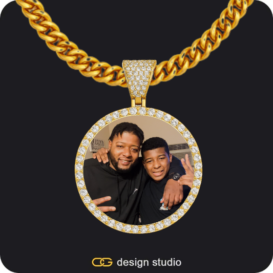 Custom Photo Pendant - Gold / Circle (3 cm) / Cuban (5mm)