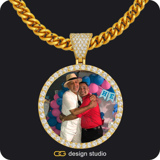 Custom Photo Pendant - Gold / Circle (4 cm) / Cuban (5mm)