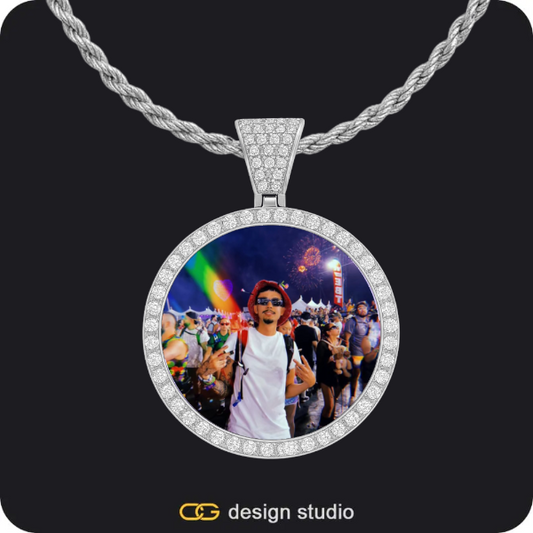 Custom Photo Pendant - Silver / Circle (3 cm) / Rope