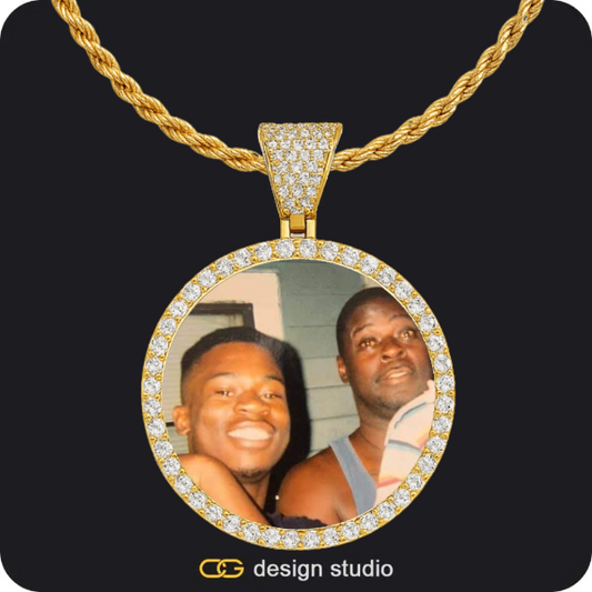Custom Photo Pendant - Gold / Circle (4 cm) / Rope