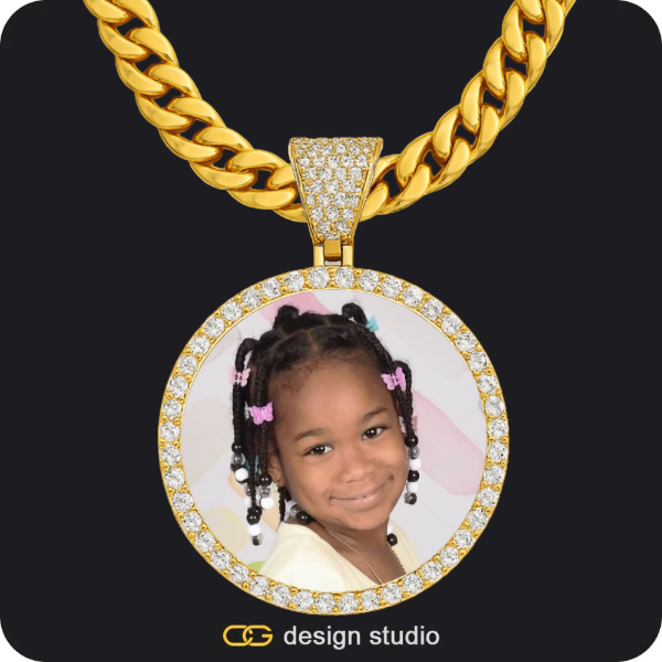 Custom Photo Pendant - Gold / Circle (4 cm) / Cuban (10mm)