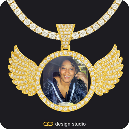 Custom Photo Pendant - Gold / Wings / Tennis