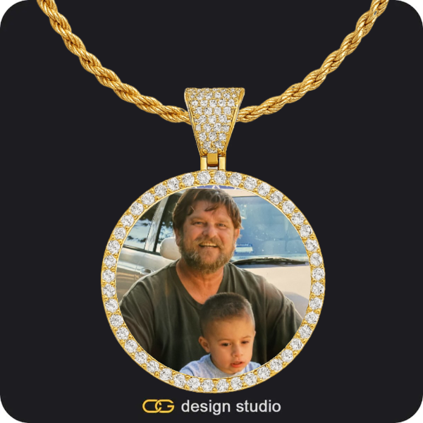 Custom Photo Pendant - Gold / Circle (4 cm) / Rope