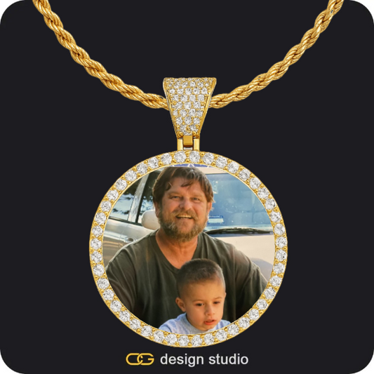 Custom Photo Pendant - Gold / Circle (4 cm) / Rope