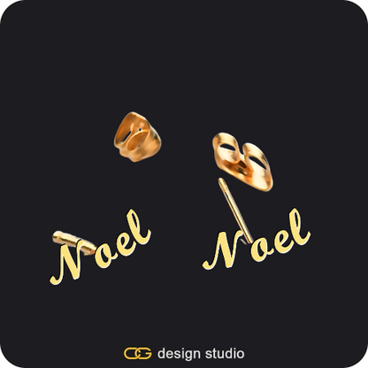 The Essential Stud Name Earrings,Custom Photo Pendant - Gold / Circle (3 cm) / Rope