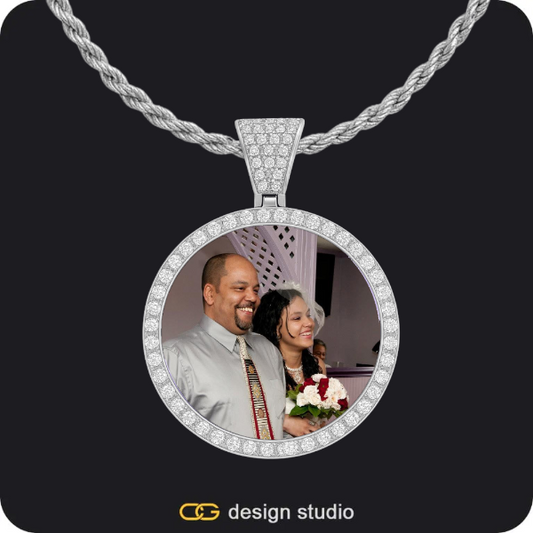 Custom Photo Pendant - Silver / Circle (3 cm) / Rope