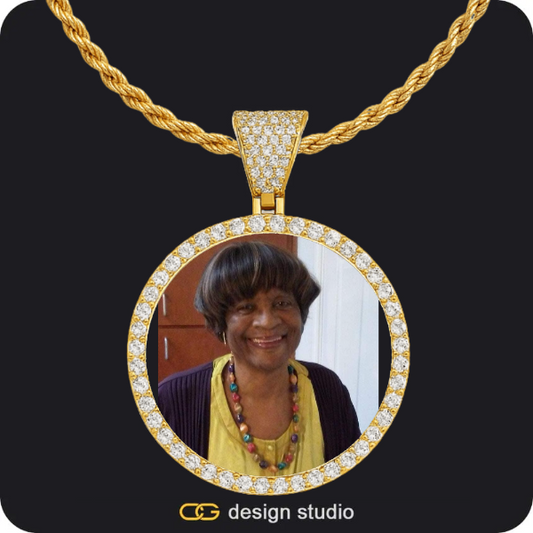 Custom Photo Pendant - Gold / Circle (4 cm) / Rope