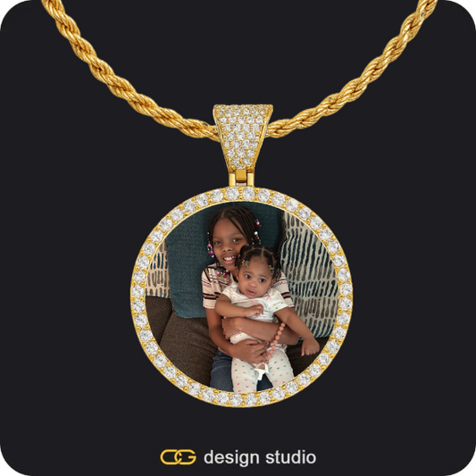 Custom Photo Pendant - Gold / Circle (3 cm) / Rope