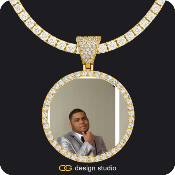 Custom Photo Pendant - Gold / Circle (4 cm) / Tennis