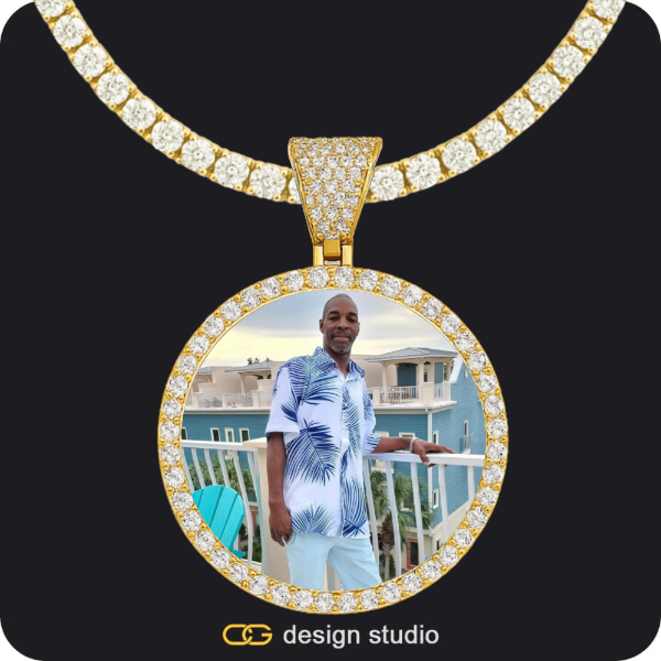 Custom Photo Pendant - Gold / Circle (4 cm) / Tennis