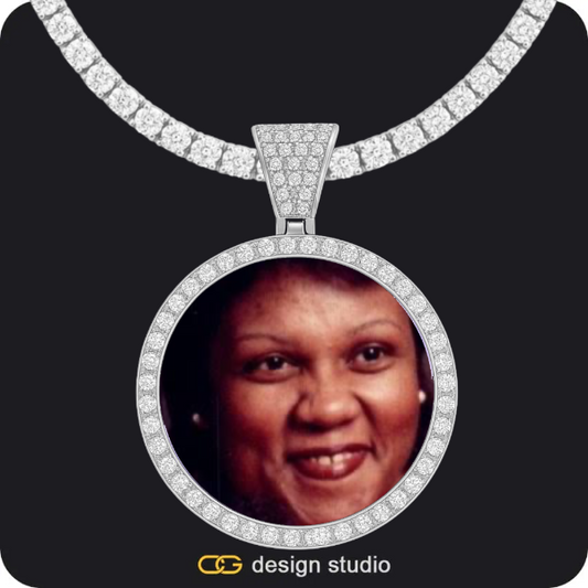 Custom Photo Pendant - Silver / Circle (4 cm) / Tennis