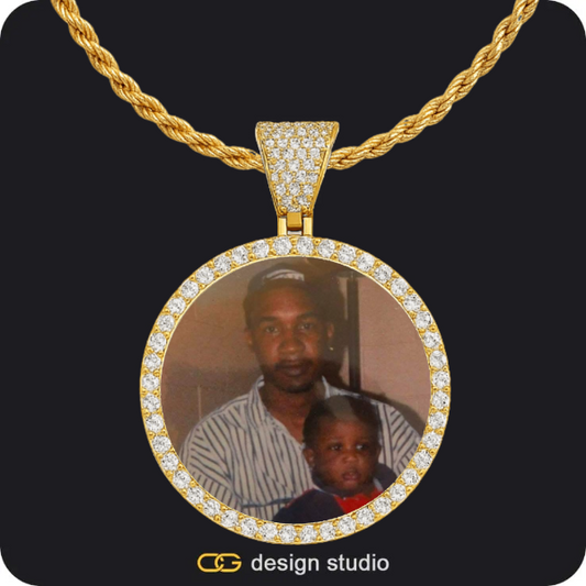 Custom Photo Pendant - Gold / Circle (4 cm) / Rope