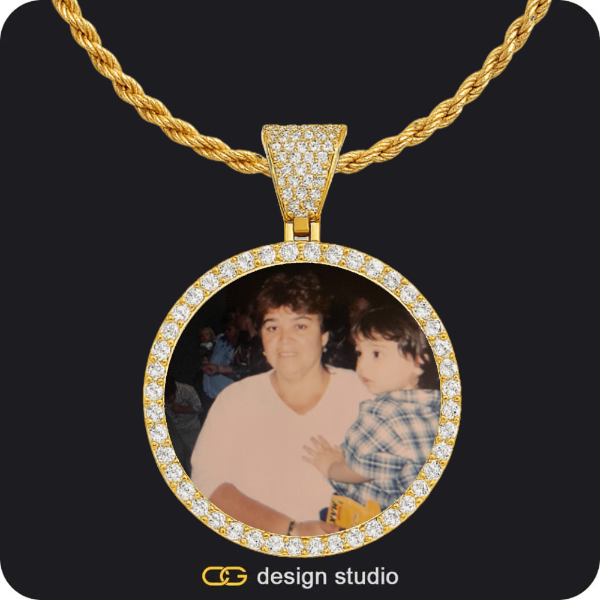 Custom Photo Pendant - Gold / Circle (4 cm) / Rope