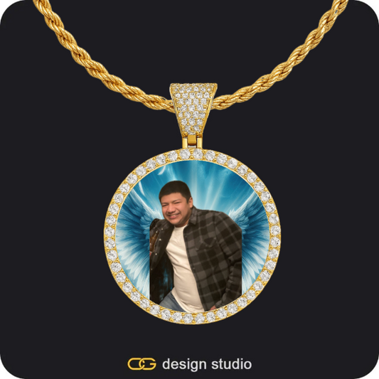 Custom Photo Pendant - Gold / Circle (3 cm) / Rope