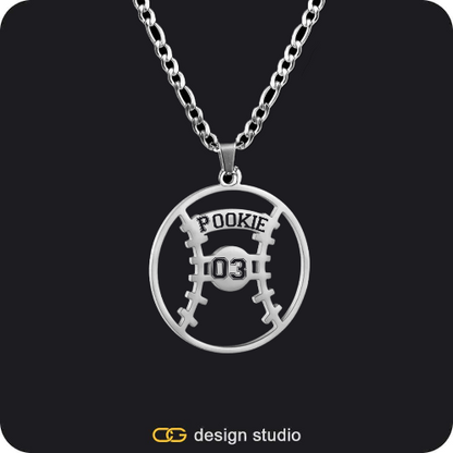 The Playmaker Name Necklace,Custom Photo Pendant - Silver / Circle (4 cm) / Cuban (10mm)