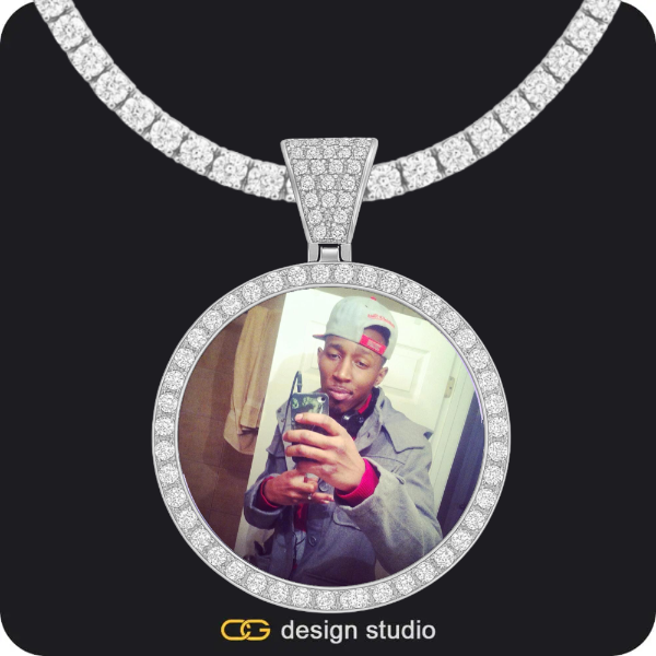 Custom Photo Pendant - Silver / Circle (4 cm) / Tennis