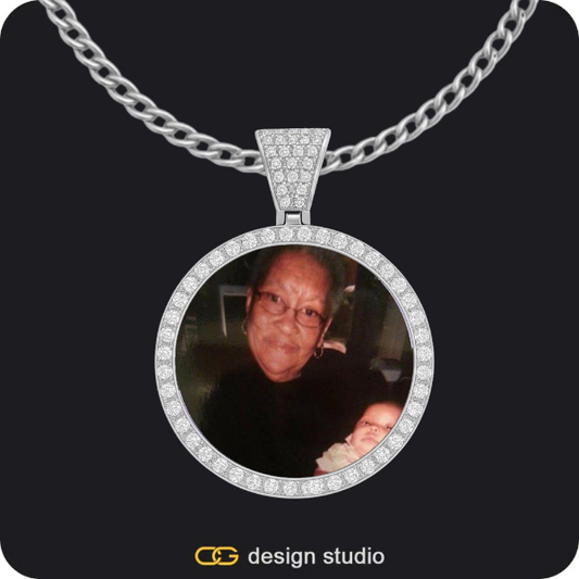 Custom Photo Pendant - Silver / Circle (3 cm) / Cuban (3mm)