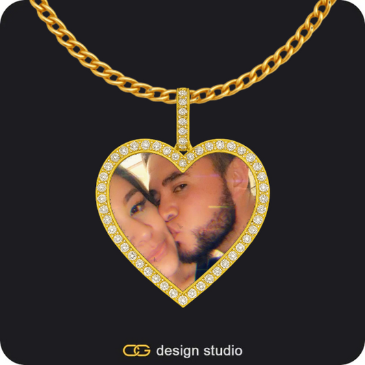 Custom Photo Pendant - Gold / Heart / Cuban (3mm)