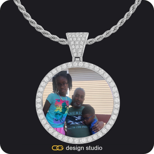 Custom Photo Pendant - Silver / Circle (4 cm) / Rope