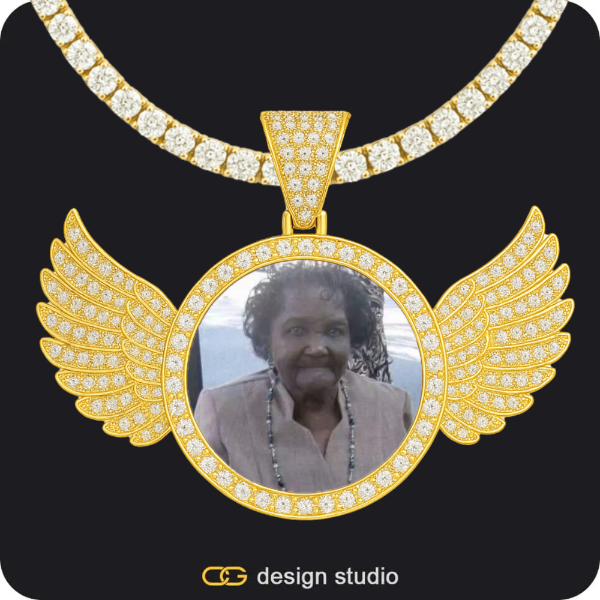 Custom Photo Pendant - Gold / Wings / Tennis,Custom Photo Pendant - Gold / Wings / Tennis
