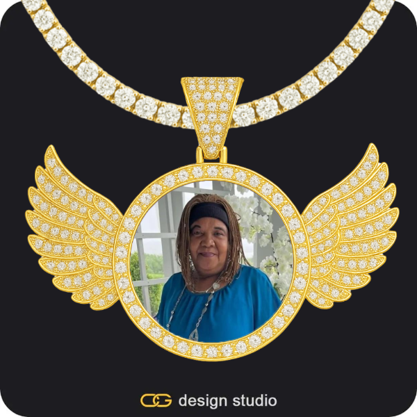Custom Photo Pendant - Gold / Wings / Tennis,Custom Photo Pendant - Gold / Wings / Tennis