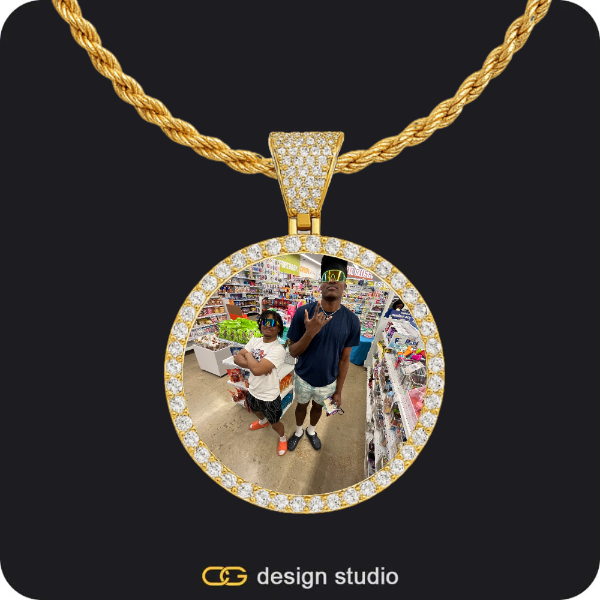 Custom Photo Pendant - Gold / Circle (3 cm) / Rope
