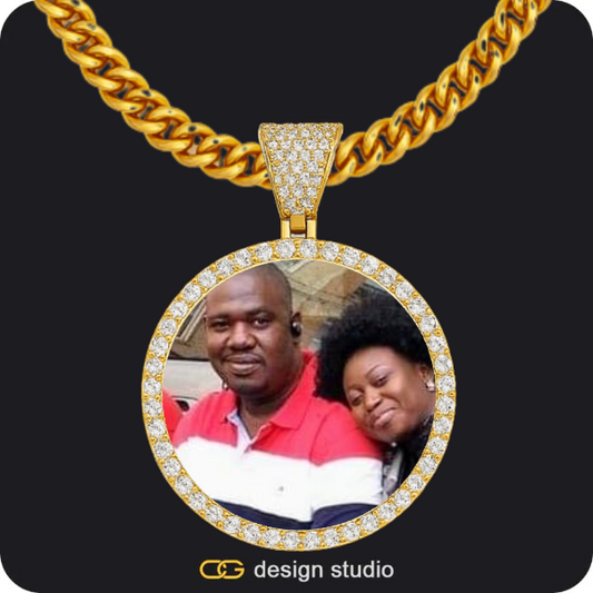 Custom Photo Pendant - Gold / Circle (4 cm) / Cuban (5mm)