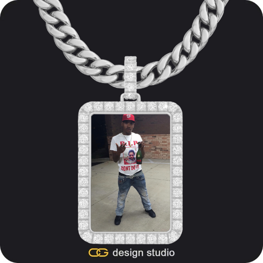Custom Photo Pendant - Silver / Rectangle / Cuban (10mm)