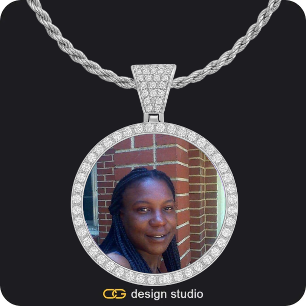 Custom Photo Pendant - Silver / Circle (4 cm) / Rope