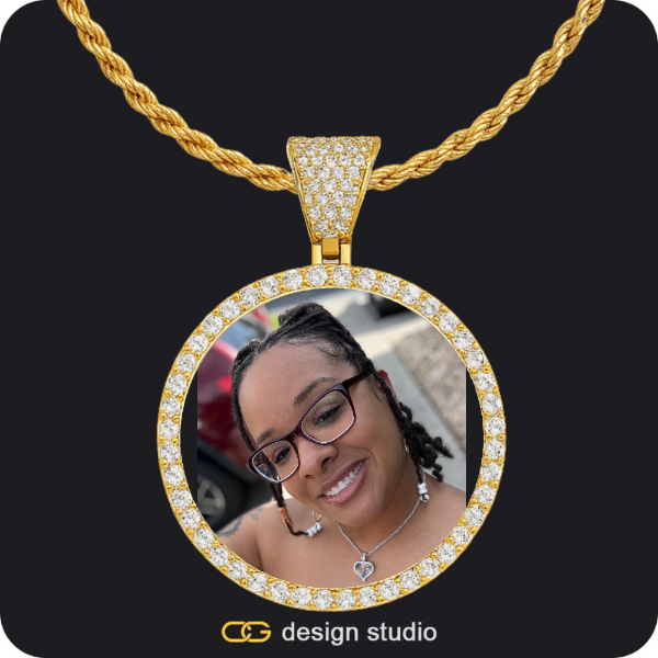 Custom Photo Pendant - Gold / Circle (4 cm) / Rope