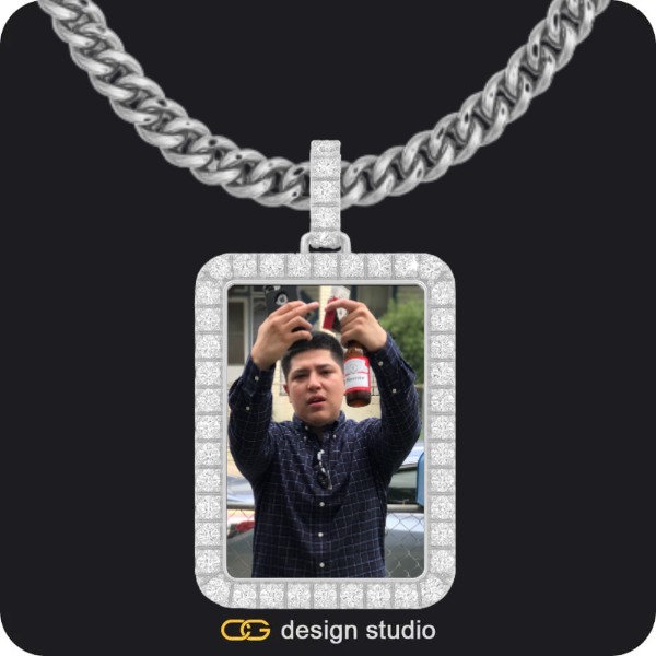 Custom Photo Pendant - Silver / Rectangle / Cuban (5mm)