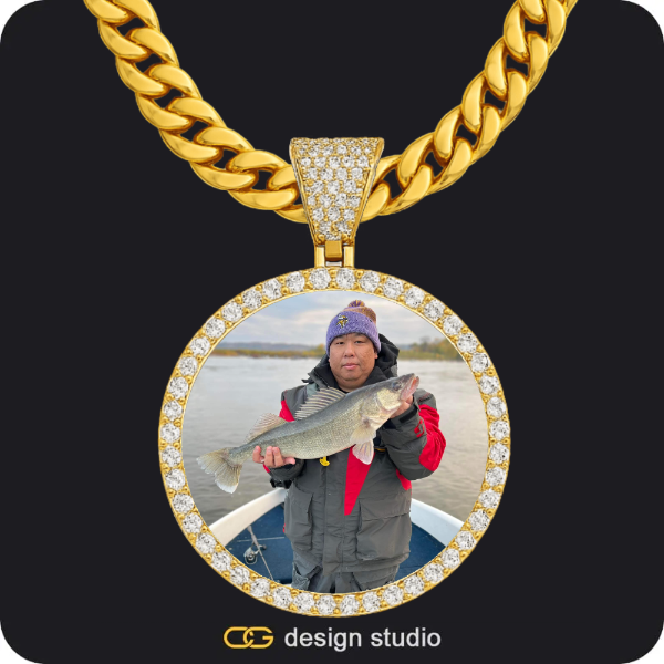 Custom Photo Pendant - Gold / Circle (4 cm) / Cuban (10mm)