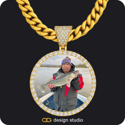 Custom Photo Pendant - Gold / Circle (4 cm) / Cuban (10mm)