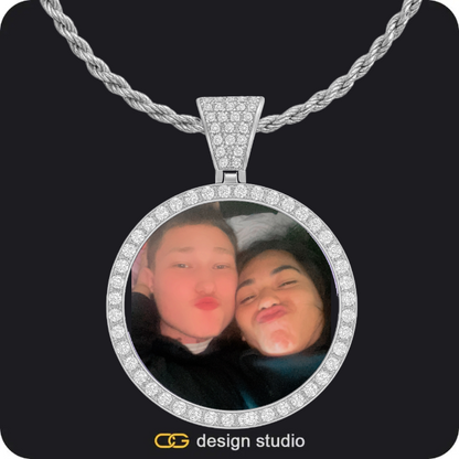 The Essential Name Necklace: Looped,Item Personalization,Custom Photo Pendant - Silver / Circle (4 cm) / Rope