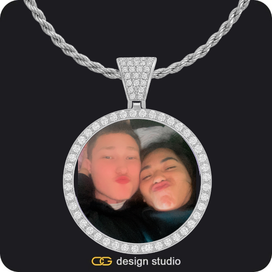 The Essential Name Necklace: Looped,Item Personalization,Custom Photo Pendant - Silver / Circle (4 cm) / Rope