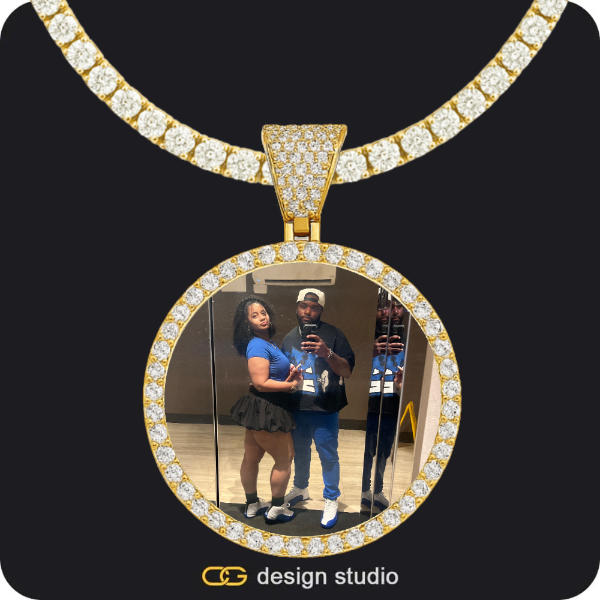 Custom Photo Pendant - Gold / Circle (4 cm) / Tennis