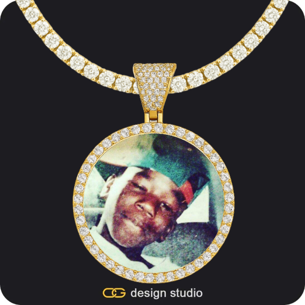 Custom Photo Pendant - Gold / Circle (4 cm) / Tennis